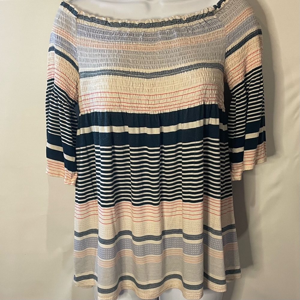 Rewind Multicolor Striped Off-Shoulder Top